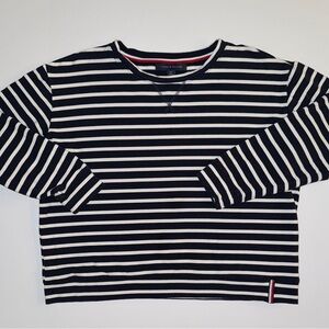 Tommy Hilfiger Women’s Petite Small Navy White Striped Top EUC